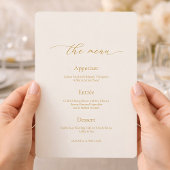 Minimal Ivory Wedding Menu with Calligraphy Header Einladung