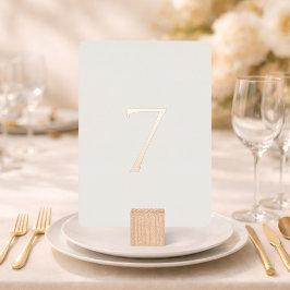 Minimal Ivory Wedding Table Number with Real Gold Folien Feiertagskarte