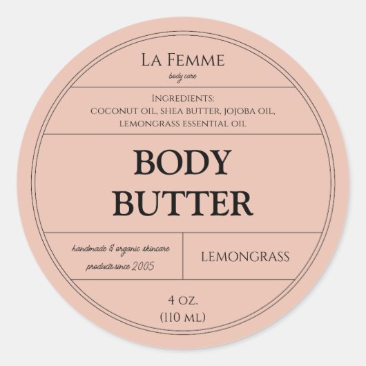 Minimal-Jahrtausendrosa-Kosmetikmarke Runder Aufkleber (Vorderseite)