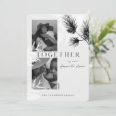 Minimal Japandi Monochrome Zwei Weihnachtsfeiertag Feiertagskarte (Stehend Vorderseite)