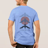 Minimal Japanese Fish Hawk Ukiyo-e Style Blue Tri-Blend Shirt (Rückseite)