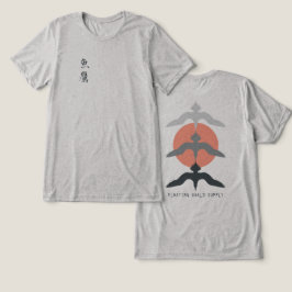 Minimal Japanese Fish Hawk Ukiyo-e Style Gray Tri-Blend Shirt