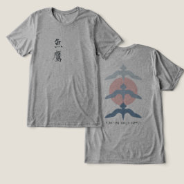 Minimal Japanese Fish Hawk Ukiyo-e Style Gray Tri-Blend Shirt