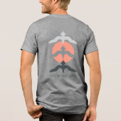 Minimal Japanese Fish Hawk Ukiyo-e Style Gray Tri-Blend Shirt (Rückseite)