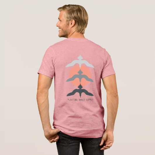 Minimal Japanese Fish Hawk Ukiyo-e Style Mauve Tri-Blend Shirt (Rückseite voll)