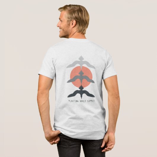 Minimal Japanese Fish Hawk Ukiyo-e Style Offwhite Tri-Blend Shirt (Rückseite voll)
