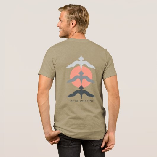 Minimal Japanese Fish Hawk Ukiyo-e Style Olive Tri-Blend Shirt (Rückseite voll)