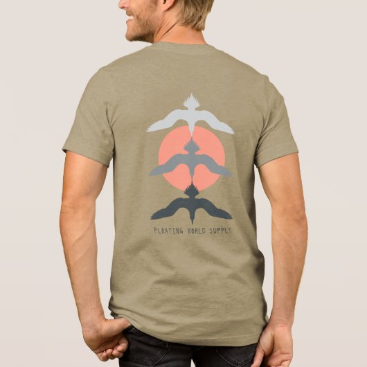 Minimal Japanese Fish Hawk Ukiyo-e Style Olive Tri-Blend Shirt (Rückseite)