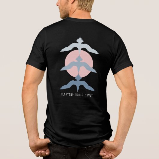 Minimal Japanese Fish Hawk Ukiyo-e Style Tri-Blend Shirt (Rückseite)