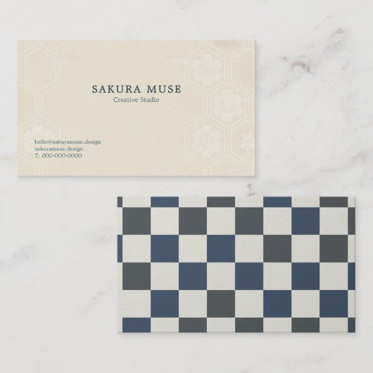 Minimal Japanese Kamon Business Card – Modern  Visitenkarte (Vorne/Hinten)