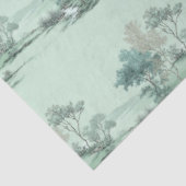 Minimal Japanese Landscape Trees Soft Green Water Seidenpapier (Ausschnitt)