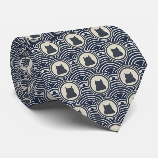 Minimal Japanese Pattern Necktie – Asanoha Wave Krawatte (Gerollt)