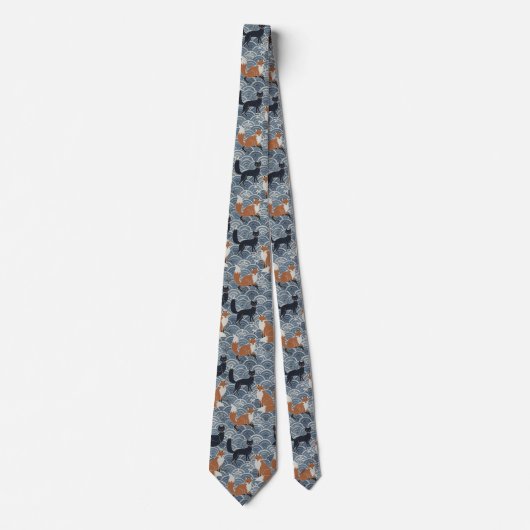 Minimal Japanese Pattern Necktie – Asanoha Wave Krawatte (Vorderseite)
