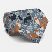 Minimal Japanese Pattern Necktie – Asanoha Wave Krawatte (Gerollt)