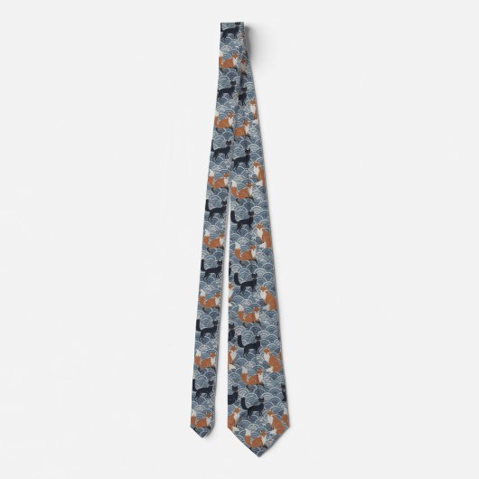 Minimal Japanese Pattern Necktie – Asanoha Wave Krawatte (Rückseite)