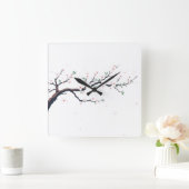 Minimal Japanese Tree Branch Quadratische Wanduhr (Zuhause)