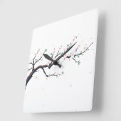 Minimal Japanese Tree Branch Quadratische Wanduhr (Winkel)