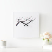 Minimal Japanese Tree Branch Wall Clock Quadratische Wanduhr (Zuhause)