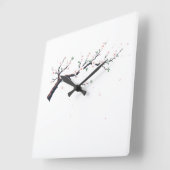 Minimal Japanese Tree Branch Wall Clock Quadratische Wanduhr (Winkel)