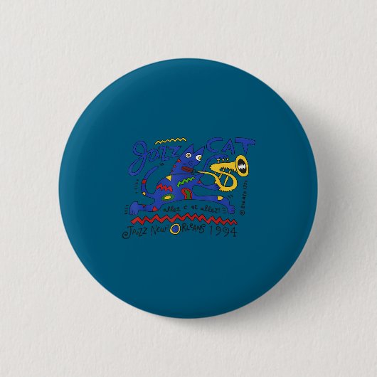 Minimal Jazz Katze Trompete New Orleans Button (Vorderseite)