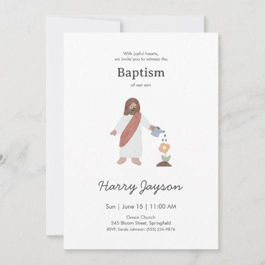 Minimal Jesus Baptism  Einladung (Vorderseite)