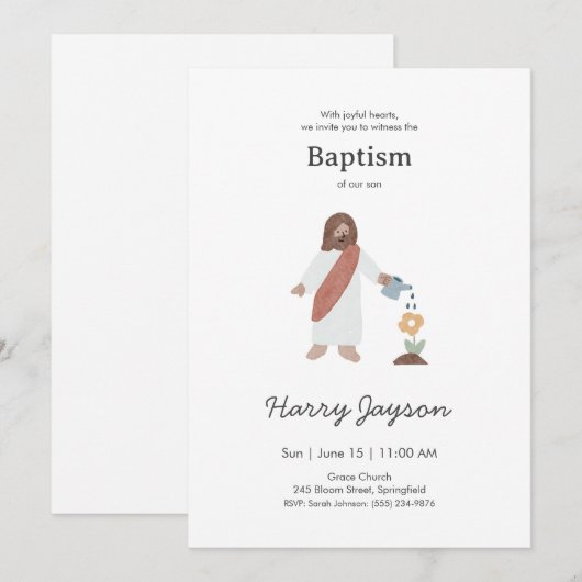 Minimal Jesus Baptism  Einladung (Vorne/Hinten)