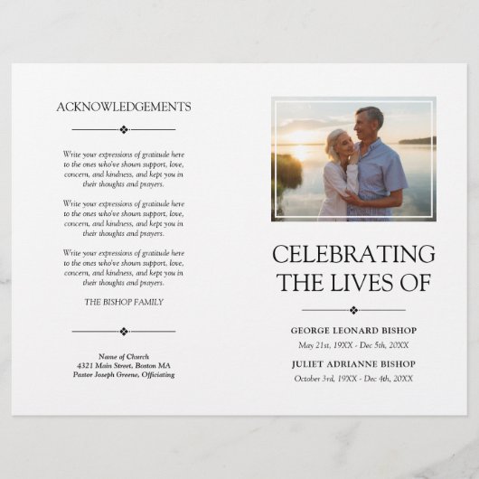Minimal Joint Celebration of Life Funeral Programm (Vorderseite)