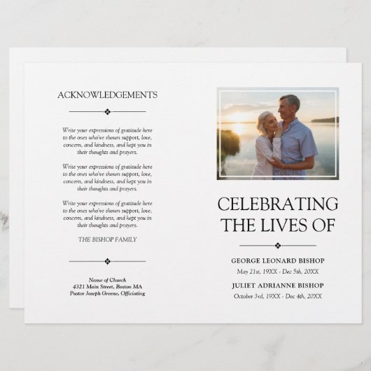 Minimal Joint Celebration of Life Funeral Programm (Vorne/Hinten)