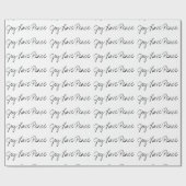 Minimal Joy Liebe Peace typography Schwarz-weiß Geschenkpapier (Flach)