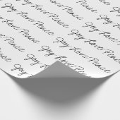 Minimal Joy Liebe Peace typography Schwarz-weiß Geschenkpapier (Ecke)