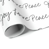 Minimal Joy Liebe Peace typography Schwarz-weiß Geschenkpapier (Rolleneckpunkt)