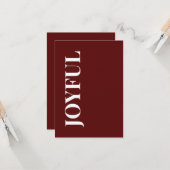 Minimal JOYFUL | Deep Red Holiday Greeting Karte (Vorderseite/Rückseite Beispiel)