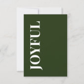 Minimal JOYFUL | Forest Green Holiday Greeting Karte (Vorderseite)