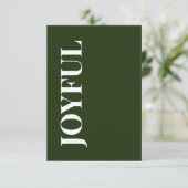 Minimal JOYFUL | Forest Green Holiday Greeting Karte (Stehend Vorderseite)