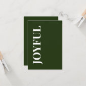 Minimal JOYFUL | Forest Green Holiday Greeting Karte (Vorderseite/Rückseite Beispiel)