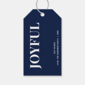 Minimal JOYFUL | Navy Blue Holiday Geschenkanhänger (Vorderseite)