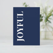 Minimal JOYFUL | Navy Blue Holiday Greeting Karte (Stehend Vorderseite)