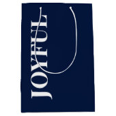 Minimal JOYFUL | Navy Blue Holiday Mittlere Geschenktüte (Vorderseite)