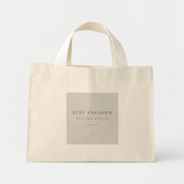 Minimal Just Engaged Tote Bag | Dove Grey Mini Stoffbeutel
