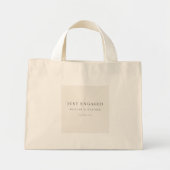 Minimal Just Engaged Tote Bag | Warm Ivory Mini Stoffbeutel (Vorne)