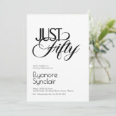 Minimal Just Fifty 50th Birthday Party Einladung (Stehend Vorderseite)