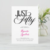 Minimal Just Fifty 50th Birthday Party Einladung (Stehend Vorderseite)