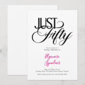 Minimal Just Fifty 50th Birthday Party Einladung (Vorne/Hinten)