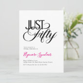 Minimal Just Fifty 50th Birthday Party Einladung (Stehend Vorderseite)