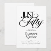 Minimal Just Fifty 50th Birthday Party Einladung (Vorne/Hinten)
