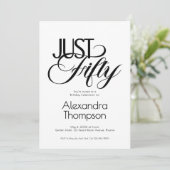 Minimal Just Fifty 50th Birthday Party Einladung (Stehend Vorderseite)