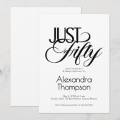 Minimal Just Fifty 50th Birthday Party Einladung (Vorne/Hinten)