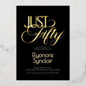 Minimal Just Fifty 50th Birthday Party Folieneinladung (Vorderseite)