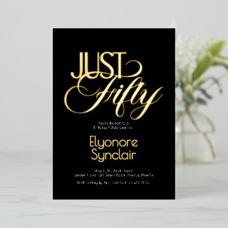 Minimal Just Fifty 50th Birthday Party Folieneinladung