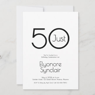 Minimal Just Fifty 50th Birthday Party Invitation Einladung